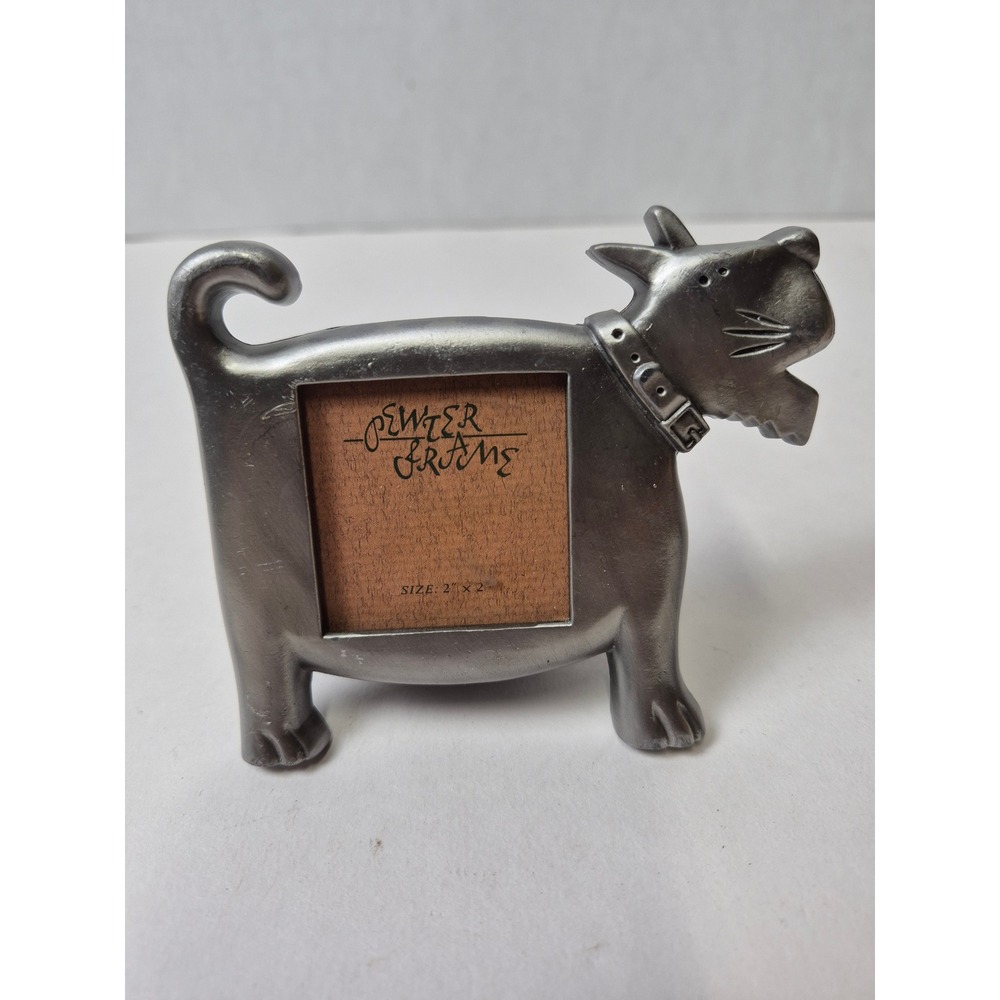 Vintage Pewter Scottie Dog Picture Frame Scottish Terrier Mini Tabletop Decor